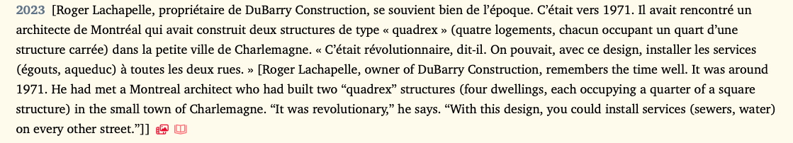 A screenshot of the DCHP-3 entry for 'quadrex', with a French-language quotation shown in square brackets
